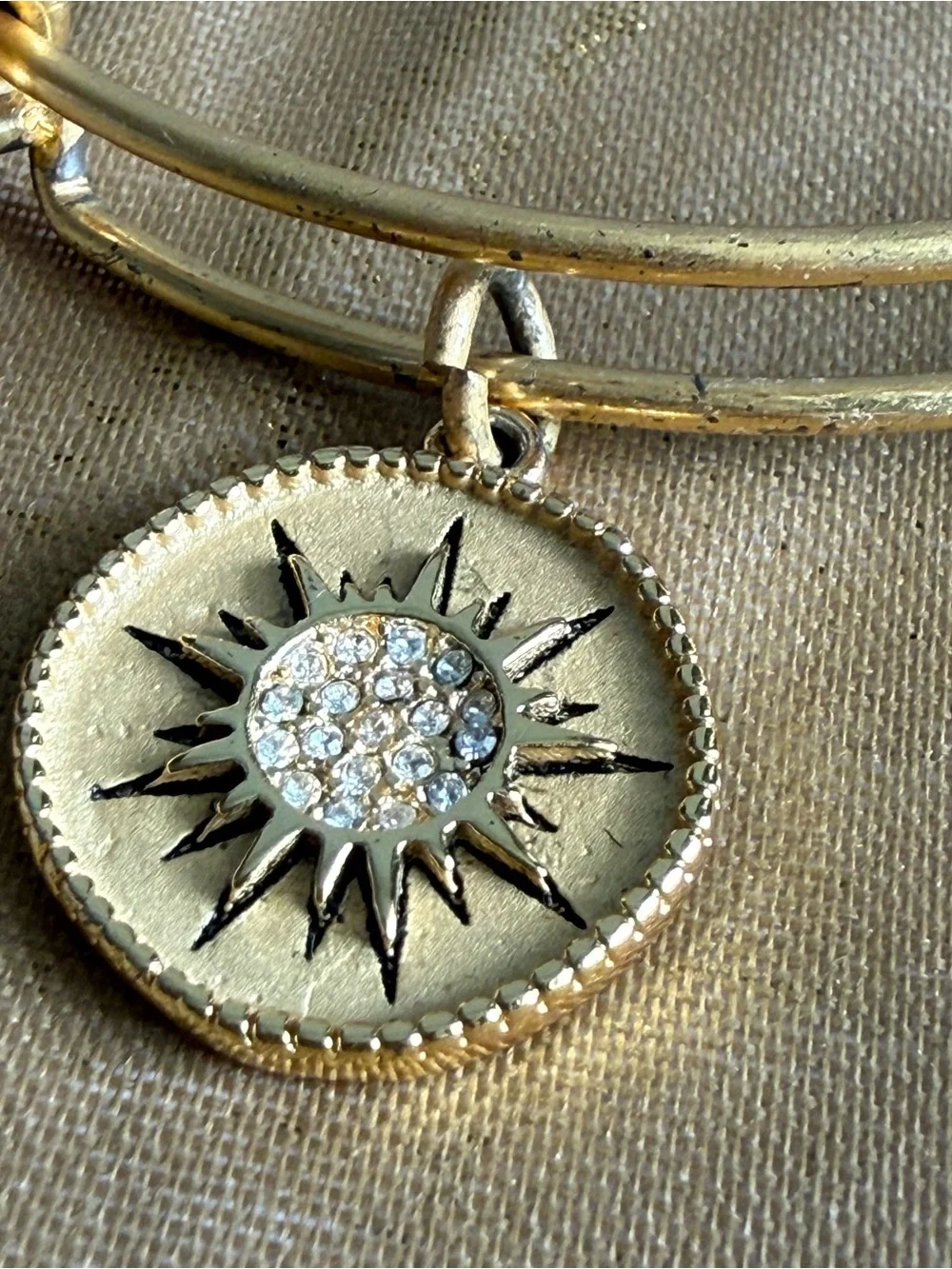 Gold Sunburst Charm Bangle Bracelet - Women Jewelry
